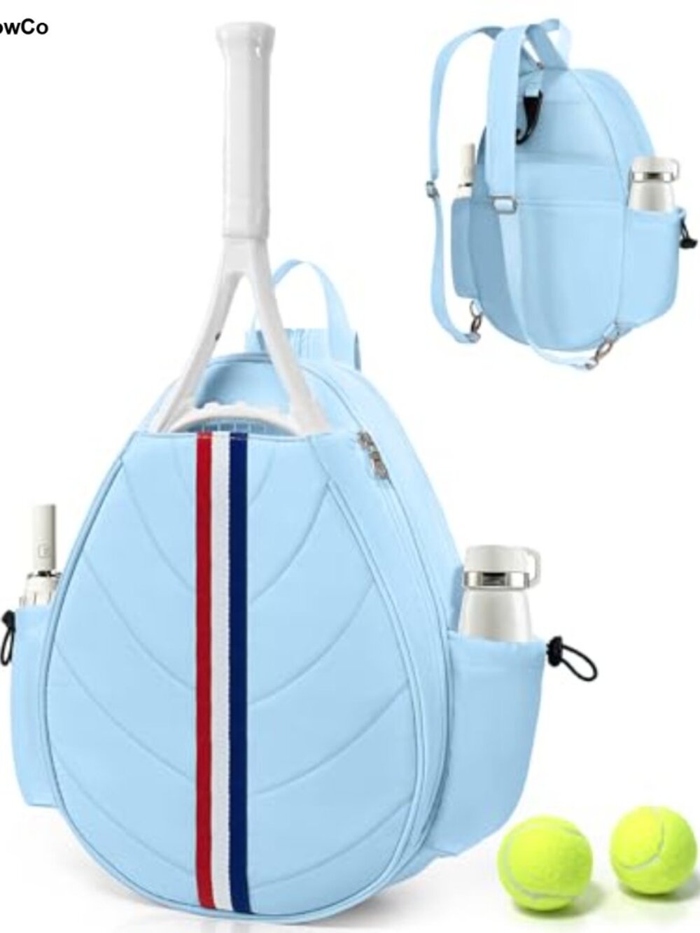 Quilted Tennis Backpack Water Resistant Crossbody Sling for Rackets Pickleball